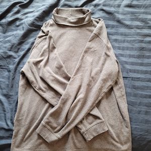 LL Bean Sweater Large Gray Pullover Outdoors Cotton Casual Turtleneck Mens
